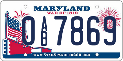 MD license plate 0AB7869