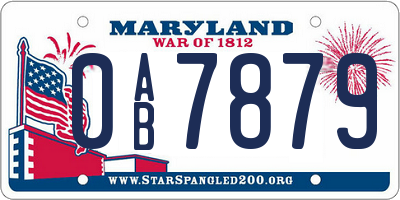 MD license plate 0AB7879