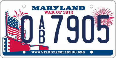 MD license plate 0AB7905