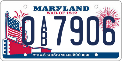 MD license plate 0AB7906