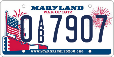 MD license plate 0AB7907