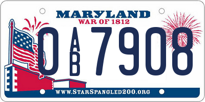 MD license plate 0AB7908