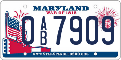 MD license plate 0AB7909