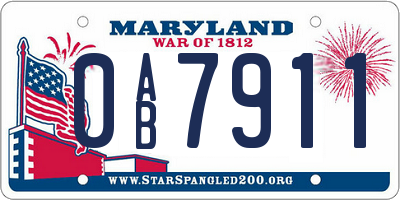 MD license plate 0AB7911