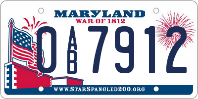 MD license plate 0AB7912