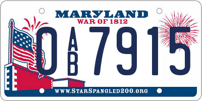 MD license plate 0AB7915