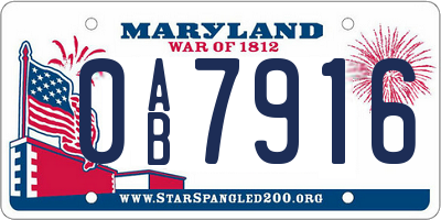 MD license plate 0AB7916