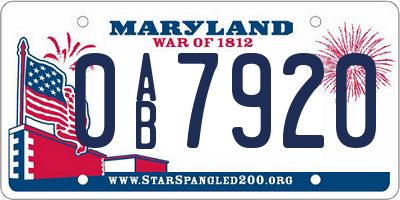MD license plate 0AB7920