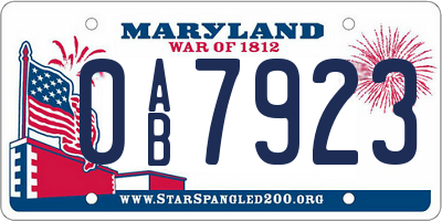 MD license plate 0AB7923