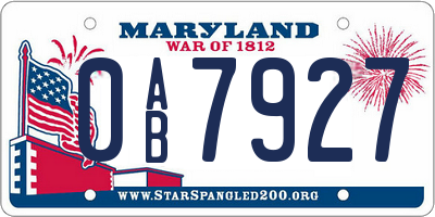 MD license plate 0AB7927