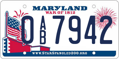 MD license plate 0AB7942