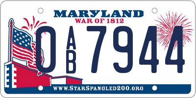 MD license plate 0AB7944