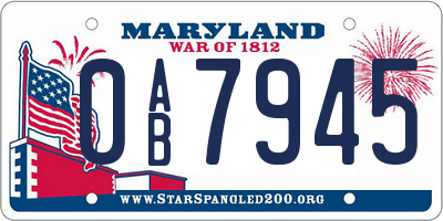 MD license plate 0AB7945