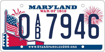 MD license plate 0AB7946
