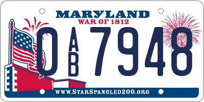 MD license plate 0AB7948