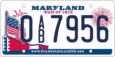 MD license plate 0AB7956