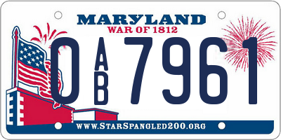 MD license plate 0AB7961