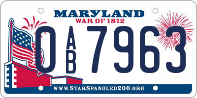 MD license plate 0AB7963
