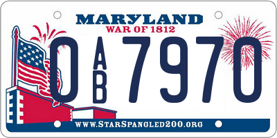 MD license plate 0AB7970