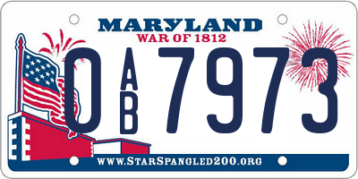 MD license plate 0AB7973