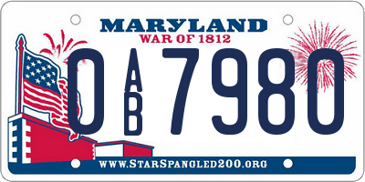 MD license plate 0AB7980