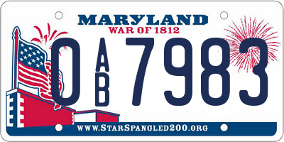 MD license plate 0AB7983