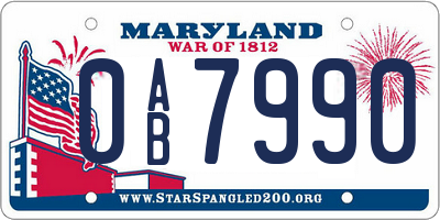 MD license plate 0AB7990