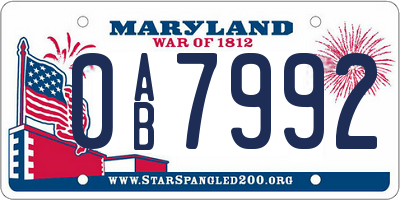 MD license plate 0AB7992