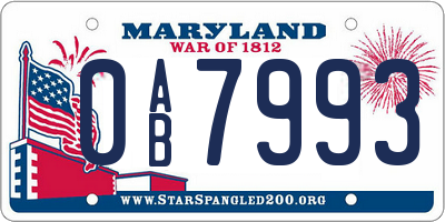 MD license plate 0AB7993