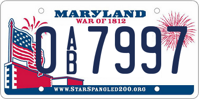 MD license plate 0AB7997