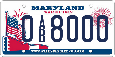 MD license plate 0AB8000
