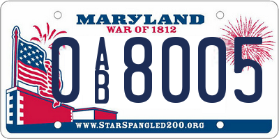 MD license plate 0AB8005