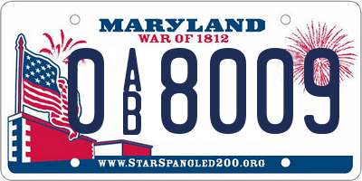 MD license plate 0AB8009