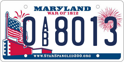 MD license plate 0AB8013