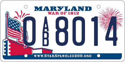 MD license plate 0AB8014