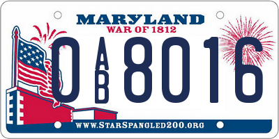 MD license plate 0AB8016