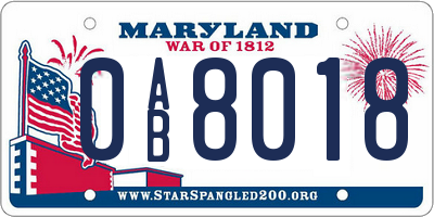 MD license plate 0AB8018