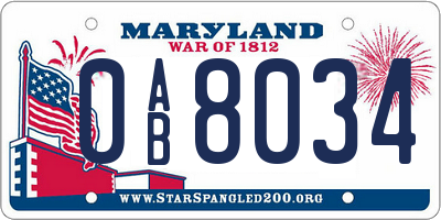MD license plate 0AB8034