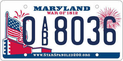 MD license plate 0AB8036