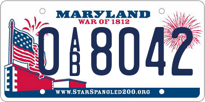 MD license plate 0AB8042