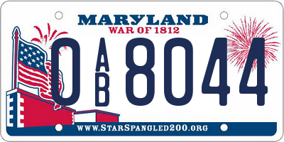 MD license plate 0AB8044