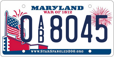 MD license plate 0AB8045