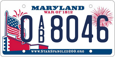 MD license plate 0AB8046