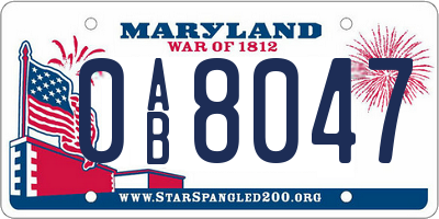 MD license plate 0AB8047