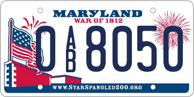 MD license plate 0AB8050