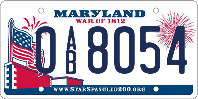 MD license plate 0AB8054