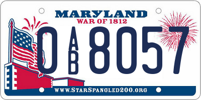 MD license plate 0AB8057