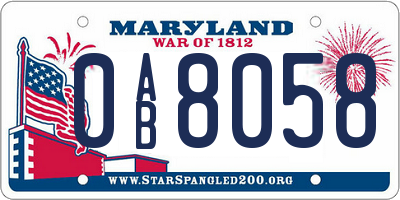MD license plate 0AB8058