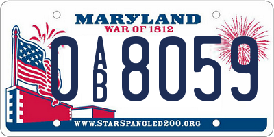MD license plate 0AB8059