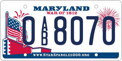 MD license plate 0AB8070